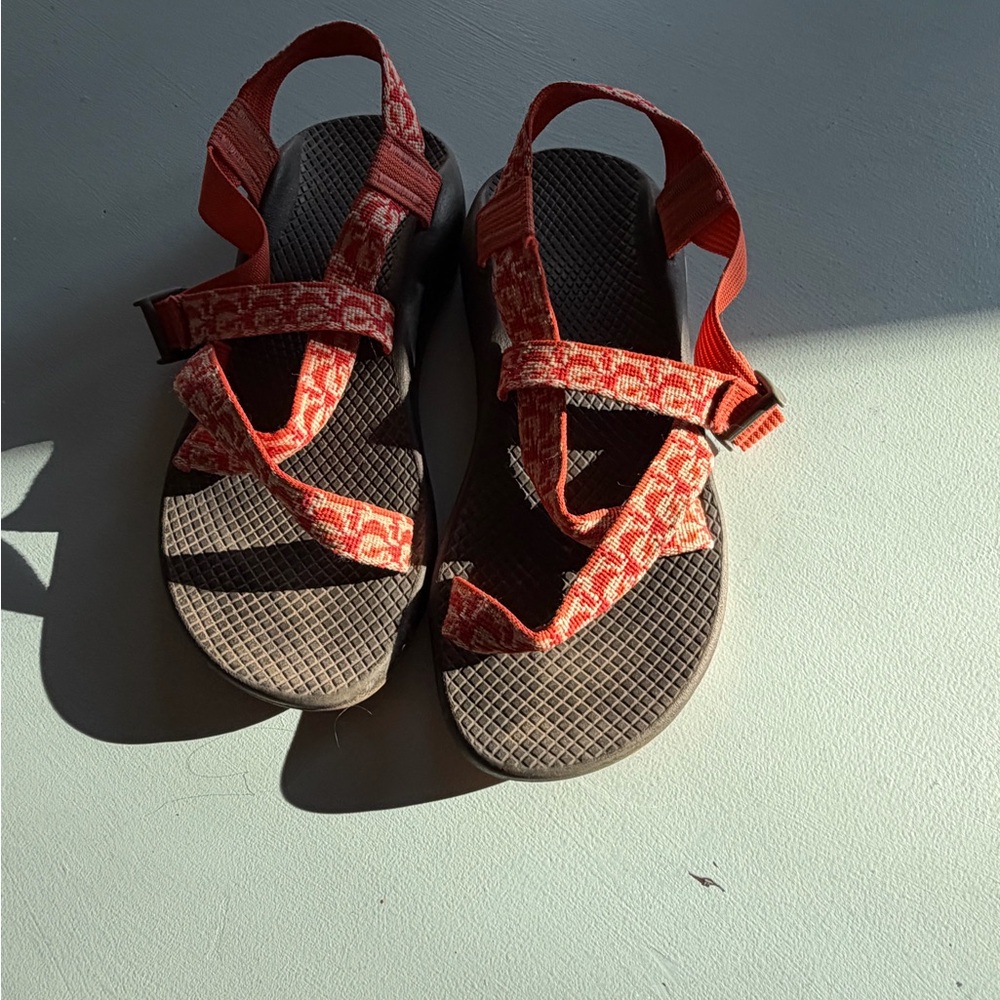 Chaco orange and white and green and white